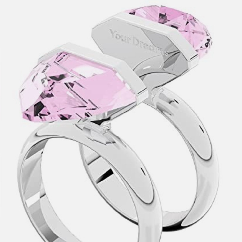 Swarovski Lucent Ring Magnetic, Pink, Rhodium plated 50 EUR - 4 3/4 USA - Picture 2 of 6